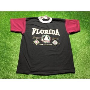 Vintage 90s Florida Sail Boat Men's Single Stitch Tee Size XL Red Back USA